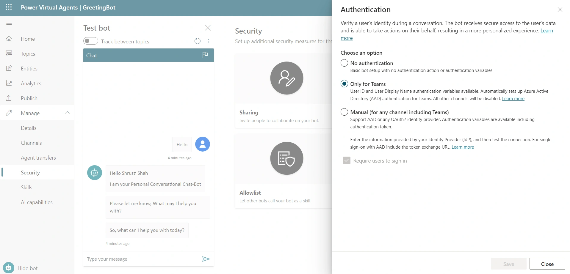Power Virtual Agent Chatbot