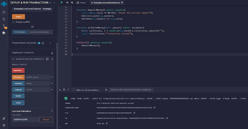 Low level Transactions and Call Data in solidity