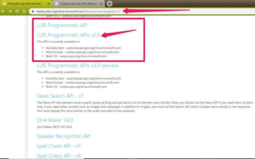 LUIS programmatic API