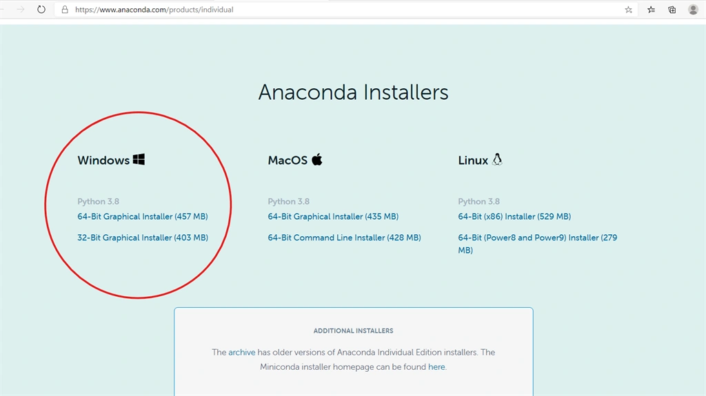 Anaconda download page