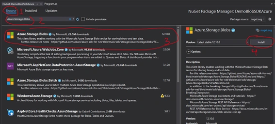 Manage Azure Blob storage using the Azure SDK