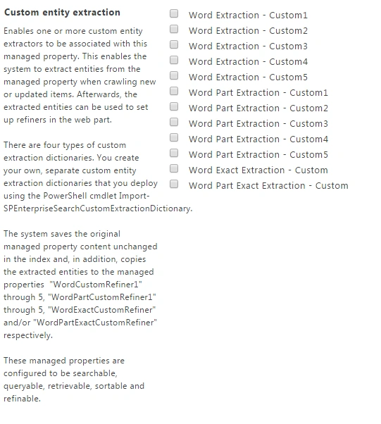 Custom entity extraction