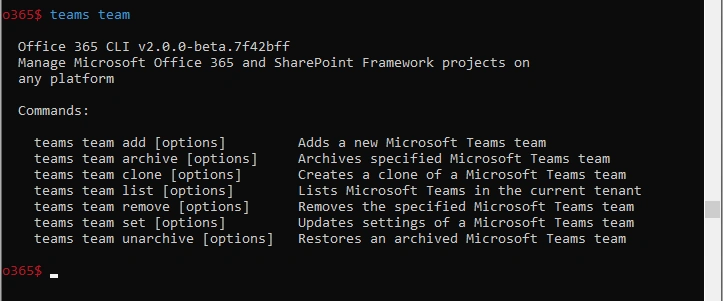 Managing Microsoft Teams With Office 365 CLI Commands