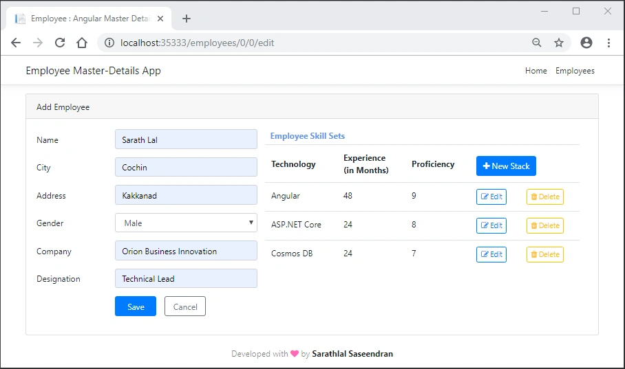 Master-Details App In Angular With Cosmos DB Using Embedded Data Modeling
