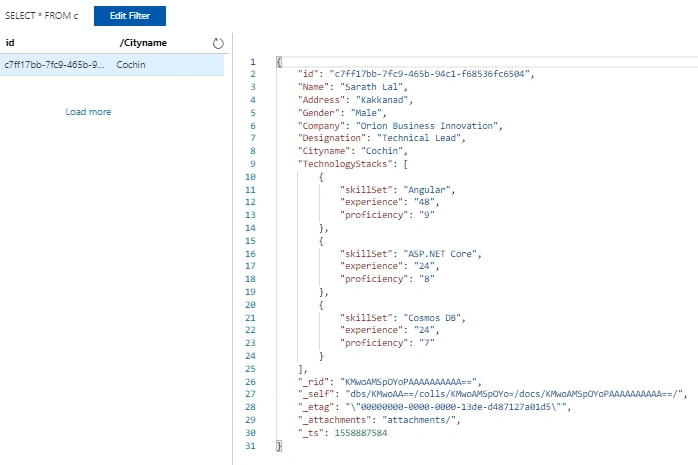 Master-Details App In Angular With Cosmos DB Using Embedded Data Modeling