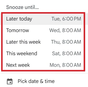 Snoozed time