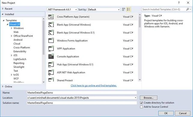 MasterDetailPage In Xamarin