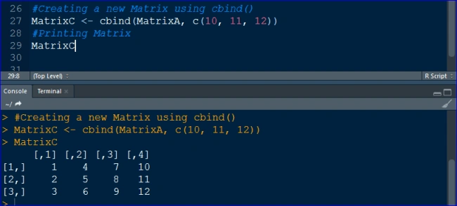 cbind() function