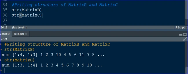 Structure of matrix using R