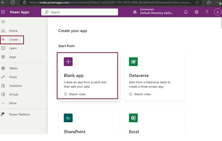 Create Blank App