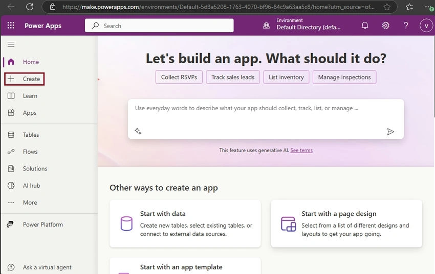 Create Power Apps