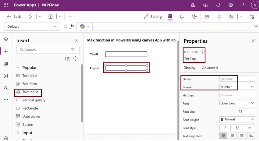 Text input-english