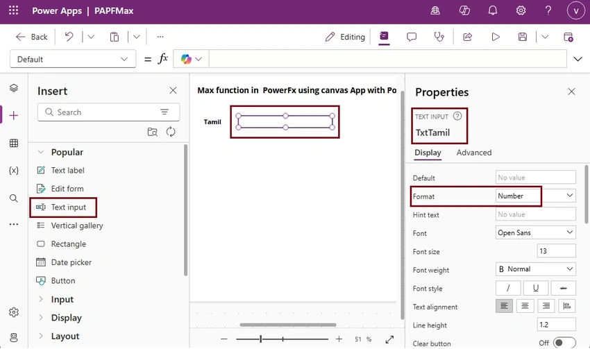 Text input