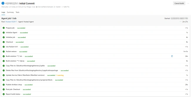 MicroServices using Service Fabric and .Net Core with CI - CD