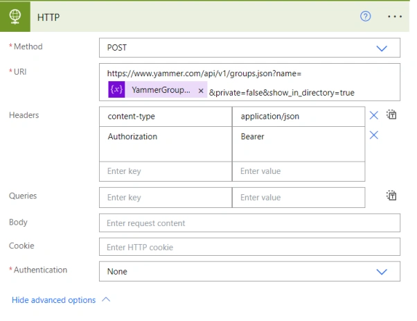 Microsoft 365 group connected Yammer group provisioning using Power Automate