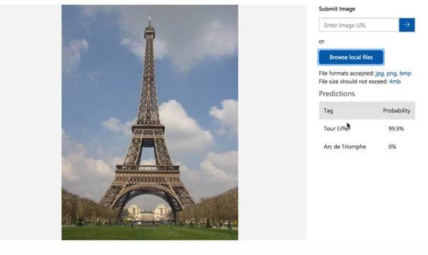 Microsoft Artificial Intelligence CustomVision Service