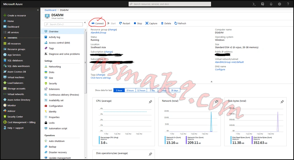 Microsoft Azure - Remote Desktop Connection to Data Science Windows 2016 Virtual Machine