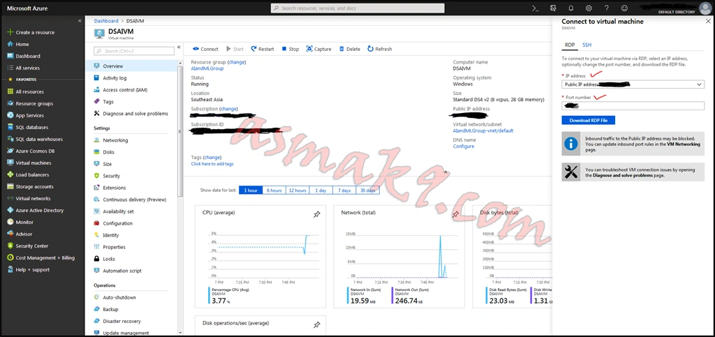 Microsoft Azure - Remote Desktop Connection to Data Science Windows 2016 Virtual Machine