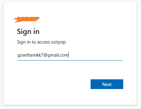 Sign in screen