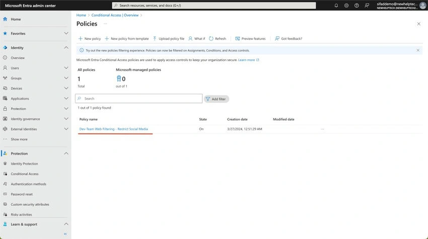 Required Conditional Access policies