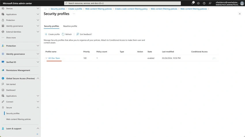 Security profiles