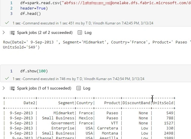 Spark jobs log