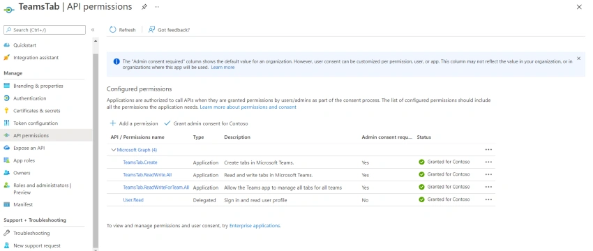 Azure AD App with Application Permissions for Adding Tabs to Channel graph API