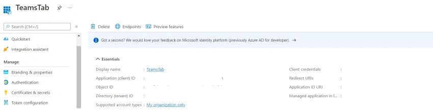 Azure AD App Details