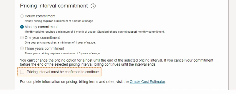 Pricing interval commitment