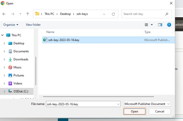 Upload SSH key