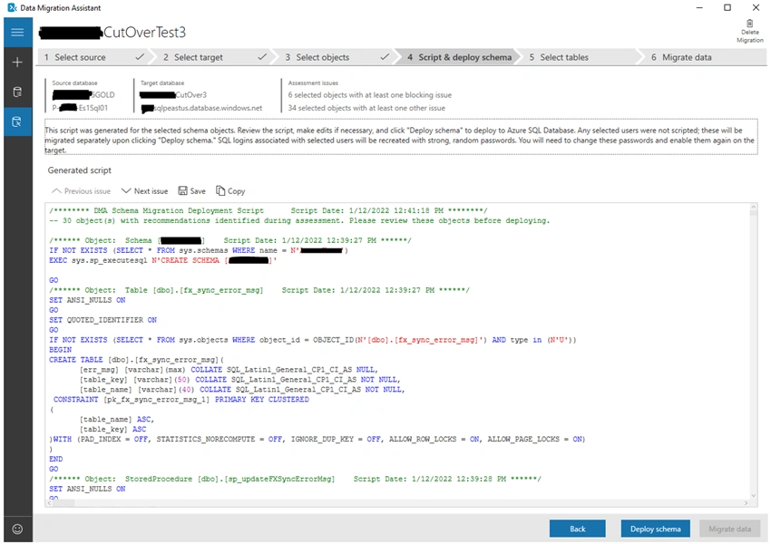 Migrating a SQL IaaS Database to Azure SQL using DMA