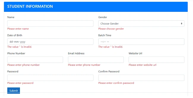 Model Validation In ASP.NET MVC Core 3.1