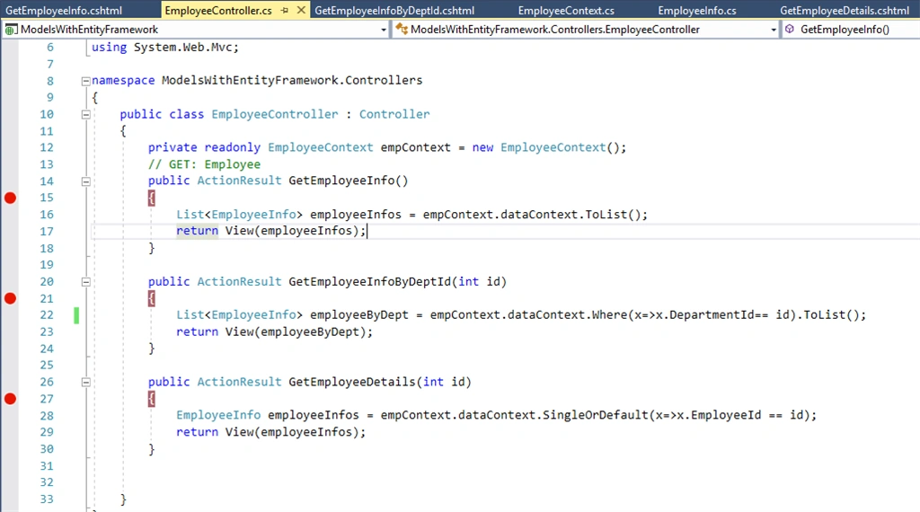 Models In ASP.NET MVC 5 Using Entity Framework