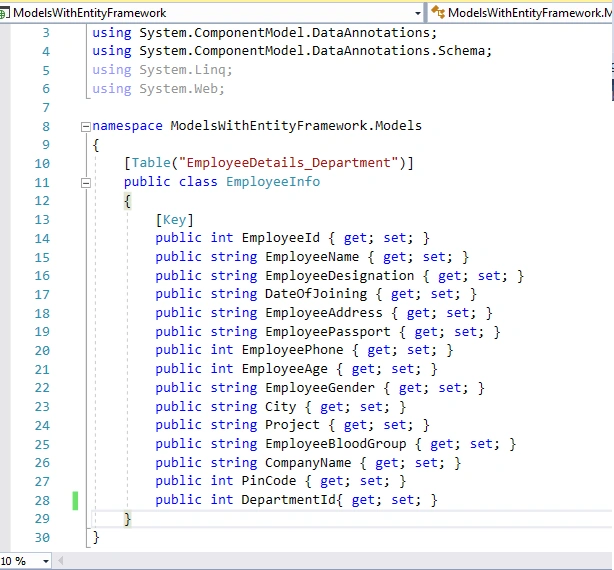 Models In ASP.NET MVC 5 Using Entity Framework