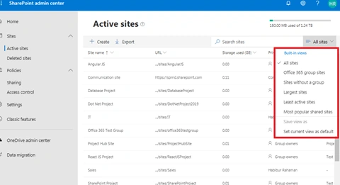 Modern SharePoint Online Admin Center