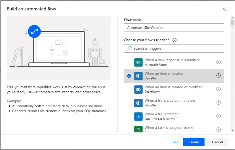 Modern Team Site Creation Automation With Power Automate