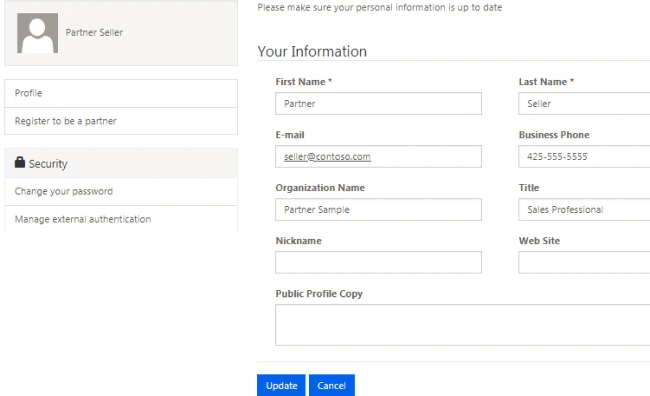 Profile page