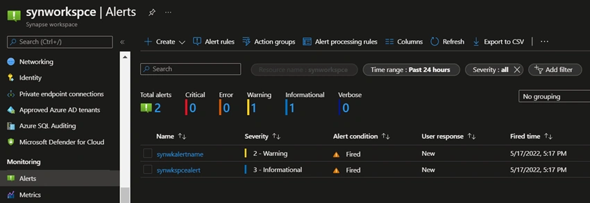 Monitor Azure Synapse Analytics using Azure Monitor