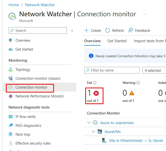 Monitoring VPN Connectivity from Azure Virtual Machine to On-premises Server