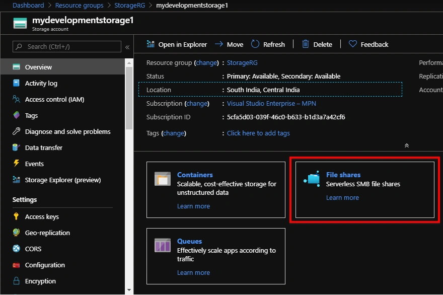 Mount Azure File Share in Windows