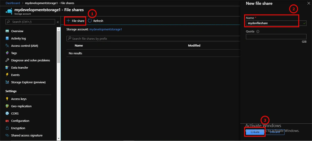 Mount Azure File Share in Windows