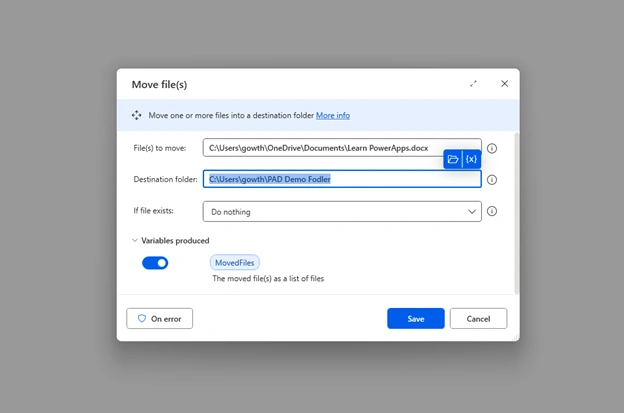 Move Files using Power Automate Desktop