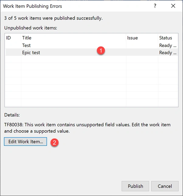 Publishing Errors
