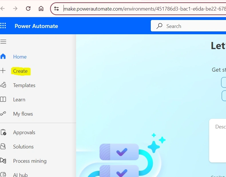 Click on create