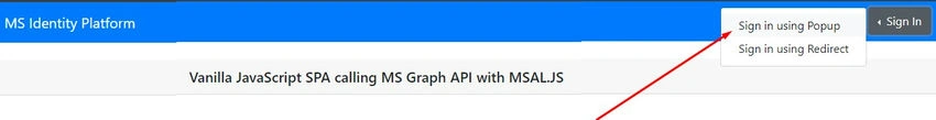 Sign in using popup