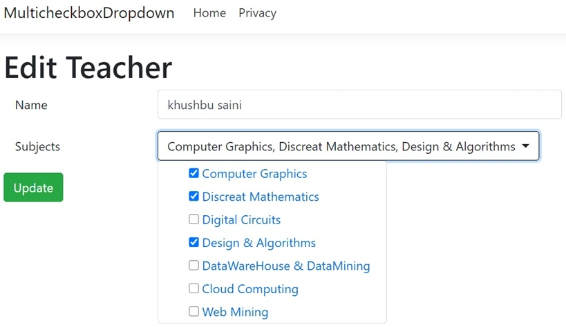 Multi Select Checkbox Dropdown List Create And Edit In .Net Core 3.1