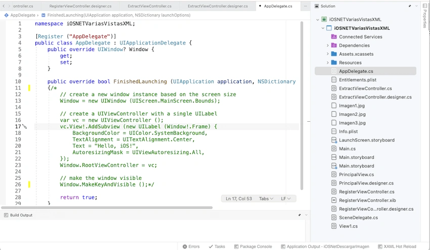 Multiple views and access to XML files with .NET for iOS