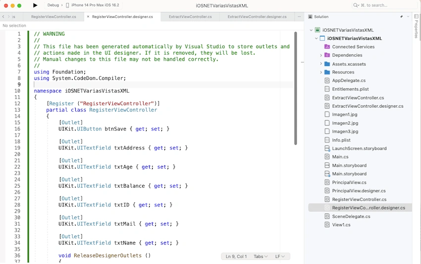Multiple views and access to XML files with .NET for iOS