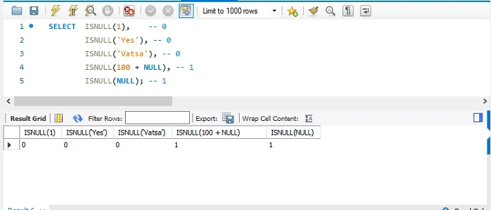 ISNULL COMPARISON FUNCTION