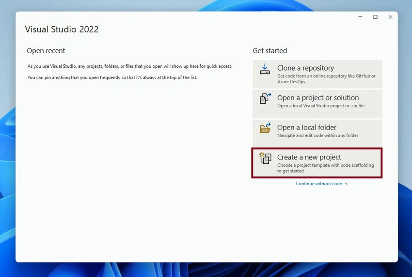 Create new project in Visual Studio